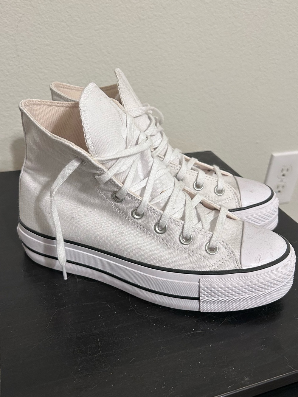 Converse White Platform High Tops- Size 7.5 NWOT